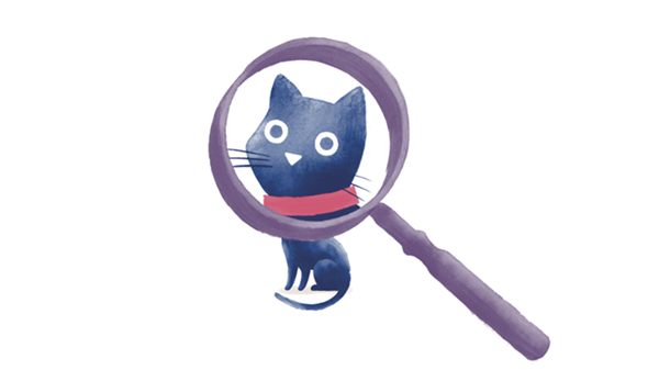 Molly with a magnifying glass